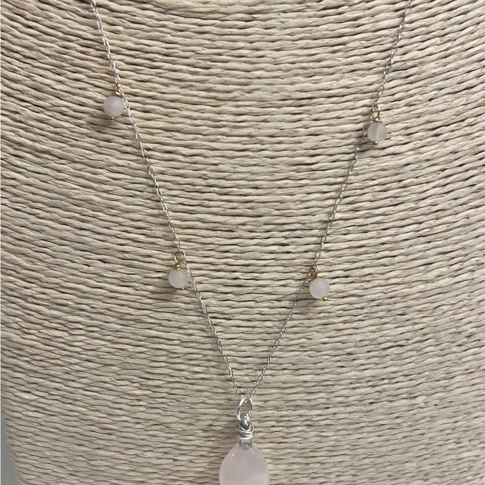 NEW Elegant Quartz Necklace – Sterling Silver and Gold Filled Details